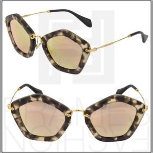 Miu Miu SMU 06O HAO-2E2 Ivory Havana Gold Mirror